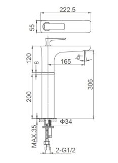 Смеситель для раковины Wonzon & Woghand Shark WW-48B1104-CR хром